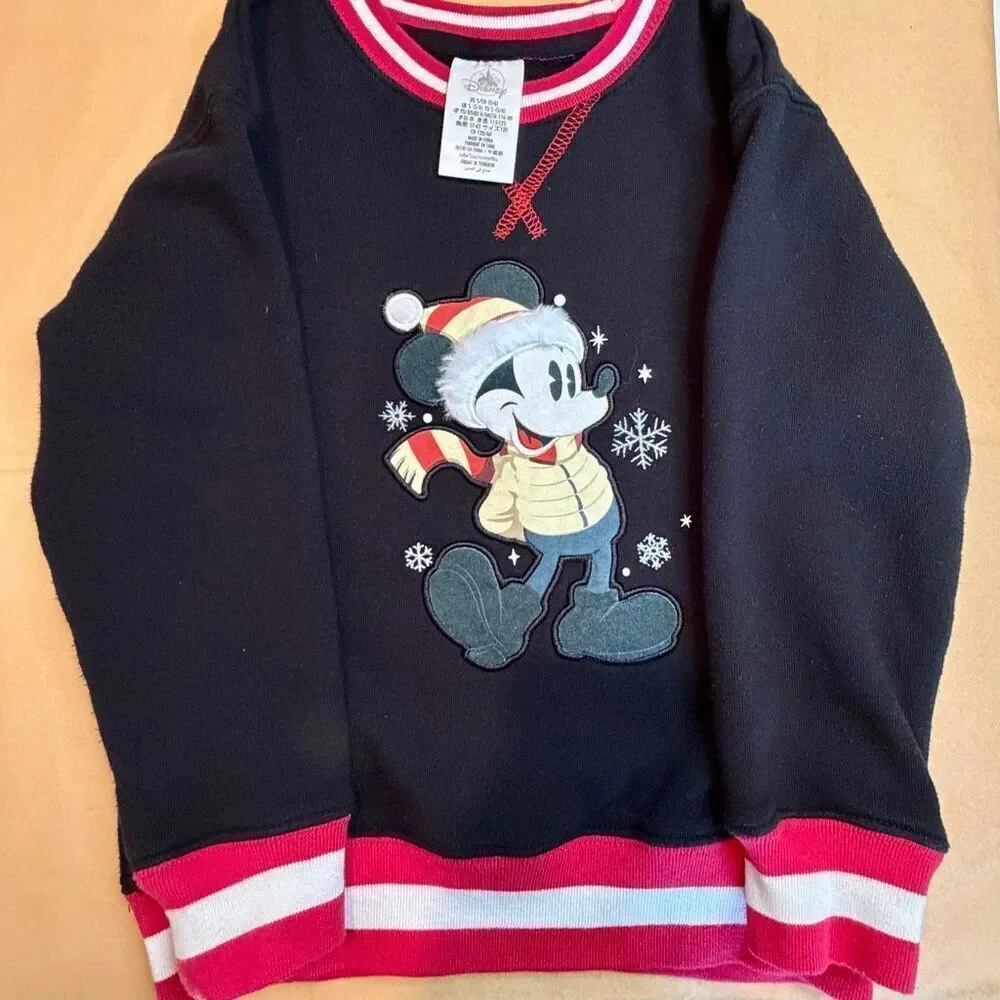 Mickey Mouse Holiday Sweatshirt Disney Parks KIDS Size 5/6 Christmas Preowned